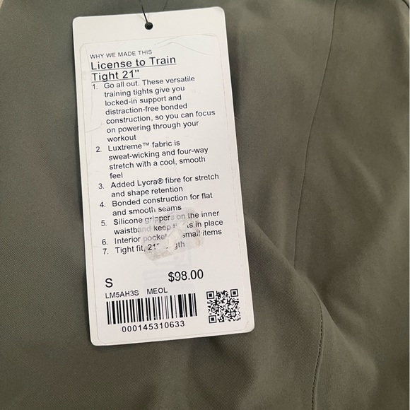 Lululemon Athletica Green Leggings License to Train NWT Size Small - Picture 6 of 9